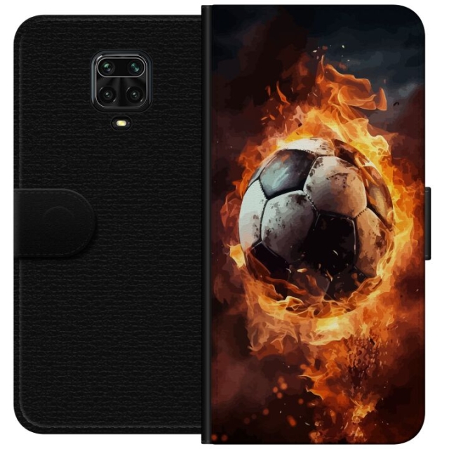 Tegnebogsetui til Xiaomi Redmi Note 9S med Fodbold motiv