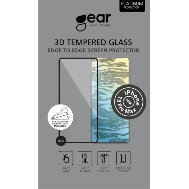 Gear Skærmbeskyttelse Hærdet Glas 3D Platinum Curved Black Frame - iPhone 13 Pro Max / 14 Plus