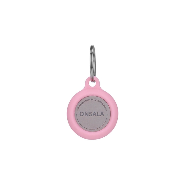 Onsala Airtag Holder Silikone med Nøglering Rosa