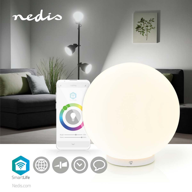 Nedis SmartLife Stemningslys | Wi-Fi | Runde | | 360 lm | RGB / Varm til kølig hvid | 2700 - 6500 K | 5 W | Glas | 1 stk