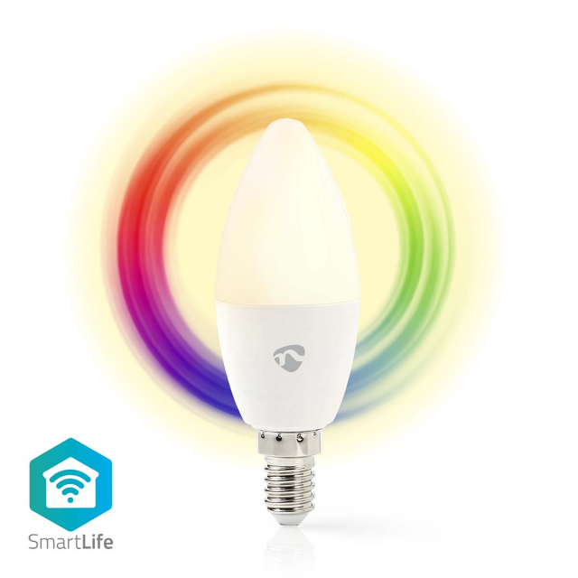 Nedis SmartLife Fuld Farve Pære | E14 | 470 lm | 4.90 W | RGB / Varm til kølig hvid | 2700 - 6500 K | Android™ / IOS | Stearinlys | 1 stk