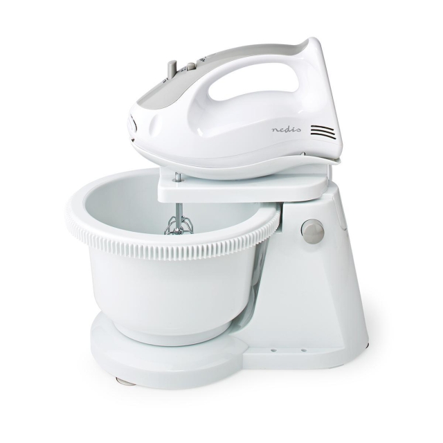 Nedis Hand Mixer | 200 W | 5-hastighedsindstilling | Turbo-funktion | Drejeskål / 2 dejkroge / 2 piskeris | Grå / Hvid