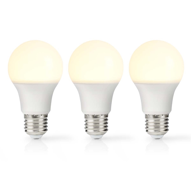 Nedis LED Pære E27 | A60 | 11 W | 1055 lm | 2700 K | Varm Hvid | Retro stil | Frosted | 3 stk
