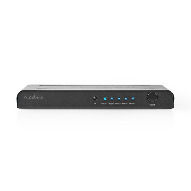 Nedis HDMI ™ switch | 5-Port port(s) | 5x HDMI™ Input | 1x HDMI™ Output | 4K@60Hz | 18 Gbps | Fjernstyret | Metal | Antracit