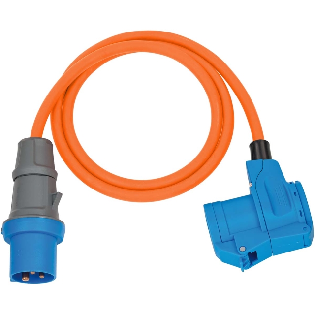 brennenstuhl CEE adapterkabel Camping 1,5 m kabel i orange (CEE stik og vinkelkobling inkl. sikkerhedskontaktkombinationsstik, 230V/16A, til permanent udendørs brug)