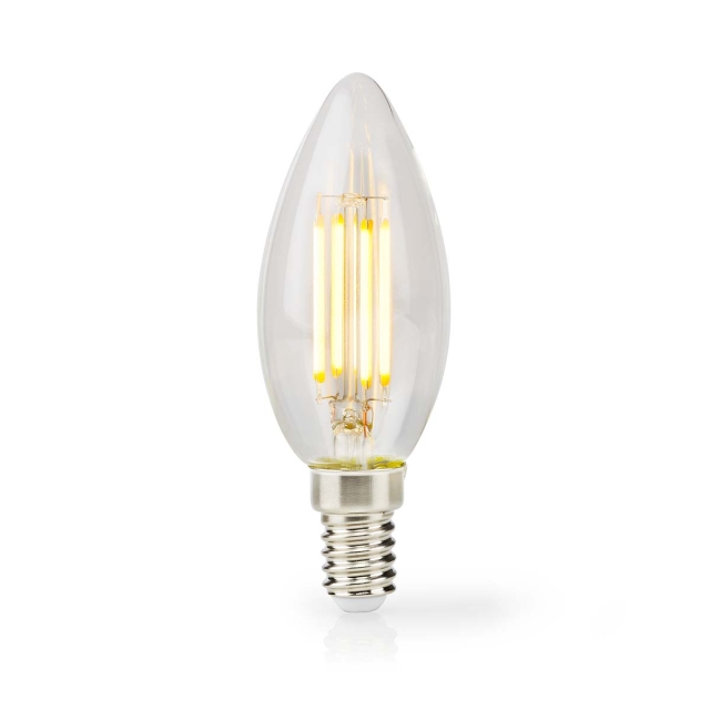 Nedis LED-lampe Pære E14 | Stearinlys | 4.5 W | 470 lm | 2700 K | Dæmpbar | Varm Hvid | Retro stil | 1 stk. | Klart