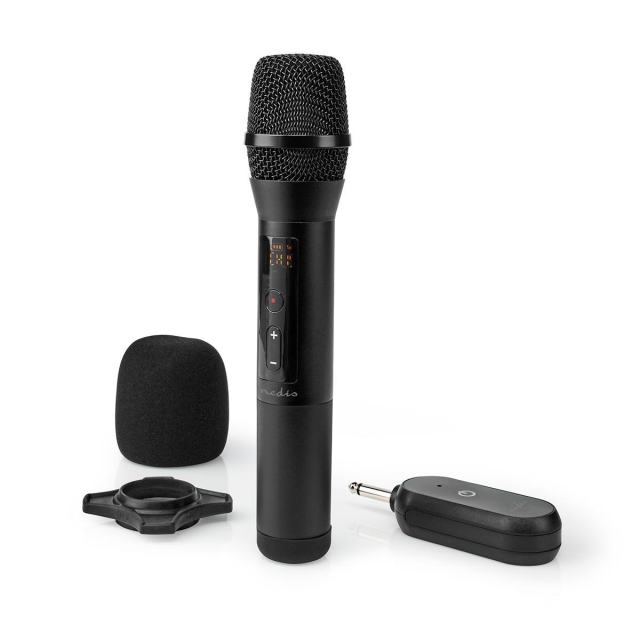 Nedis Trådløs mikrofon Set | 20 Kanaler | 1 Mikrofon | Cardioid | 70 Hz - 13 kHz | 1000 Ohm | -95 dB | Volumenkontrol | Sort
