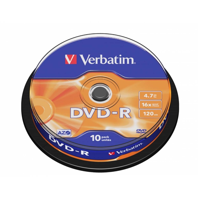DVD-R 16X 4.7GB 10 Pack Spindel Mat Sølv