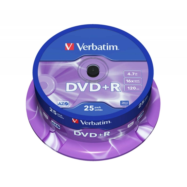 DVD+R AZO 16x 4.7GB 25 Pack Spindel Mat Sølv