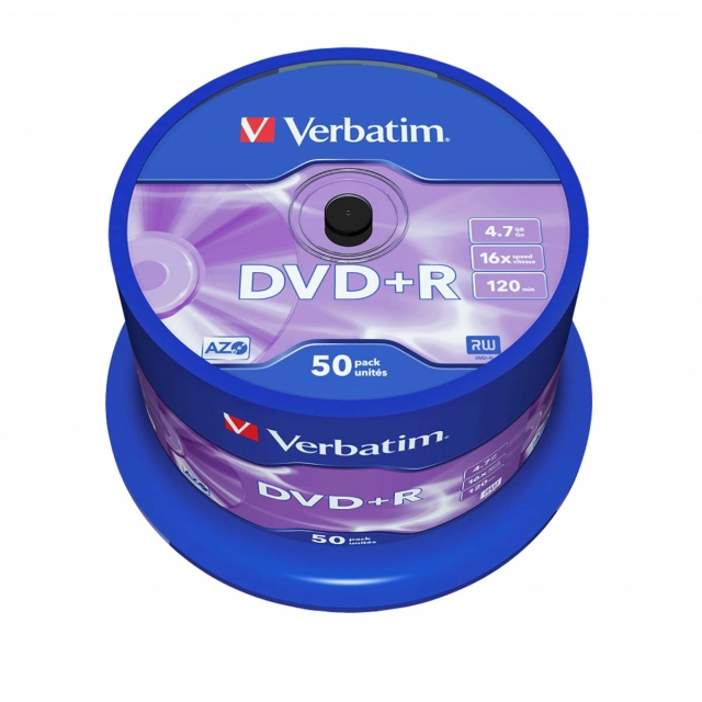 DVD+R AZO 16x 4.7GB 50 Pack Spindel Mat Sølv