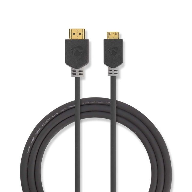 Nedis High Speed HDMI ™ kabel med Ethernet | HDMI™ Stik | HDMI™ Mini-stik | 4K@60Hz | 18 Gbps | 2.00 m | Runde | PVC | Antracit | Window Box