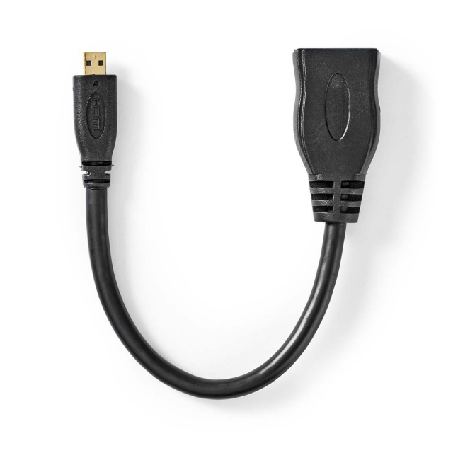 Nedis High Speed HDMI ™ kabel med Ethernet | HDMI™ Micro-stik | HDMI ™ -udgang | 4K@30Hz | 10.2 Gbps | 0.20 m | Runde | PVC | Sort | Konvolut