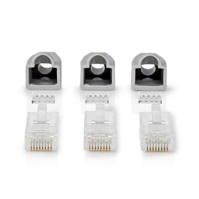 Nedis RJ45-stik | Han | Solid UTP CAT6 | Lige | Guldplateret | 10 stk. | PVC | Grå | Box