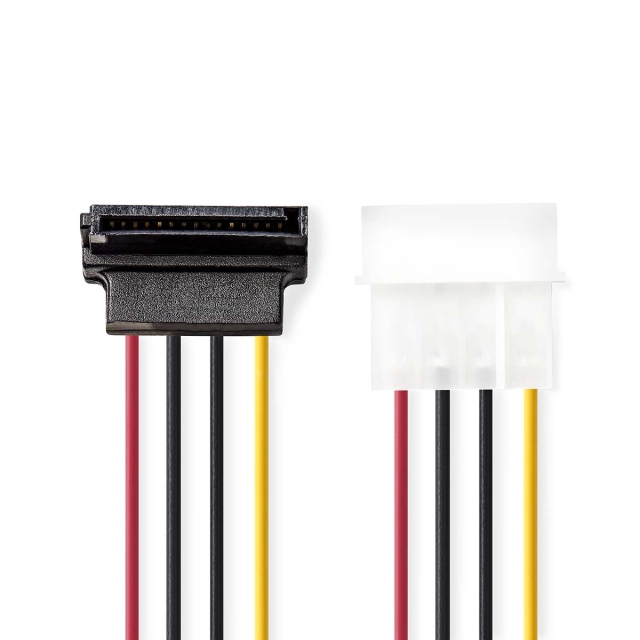 Nedis Intern Strømkabel | Molex Han | SATA 15-Pin Hun | Guldplateret | 0.15 m | Runde | PVC | Flerfarvet | Konvolut