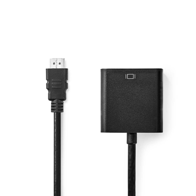Nedis HDMI™ Adapter | HDMI™ Stik | VGA Hun / 3.5 mm Hunstik | Nikkelplateret | Lige | PVC | Sort | 1 stk. | Box