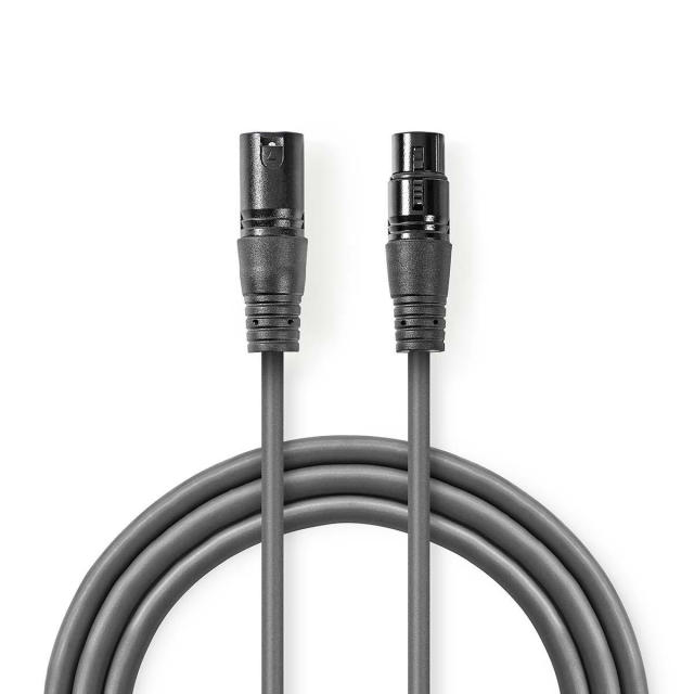 Nedis DMX adapterkabel | XLR 3-Pin Han | XLR 3-Pin Hun | Nikkelplateret | 15.0 m | Runde | PVC | Mørkegrå | Gaveæske