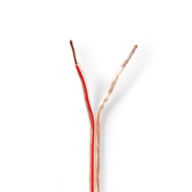 Nedis Højtaler Kabel | 2 x 1.50 mm² | Kobber | 100.0 m | Runde | PVC | Gennemsigtig | Rulle