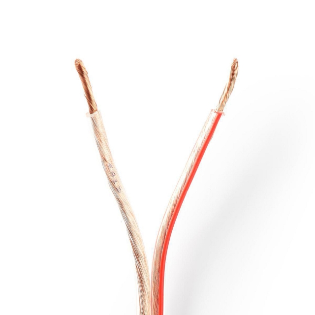 Nedis Højtaler Kabel | 2 x 2.50 mm² | CCA | 100.0 m | Runde | PVC | Gennemsigtig | Folie