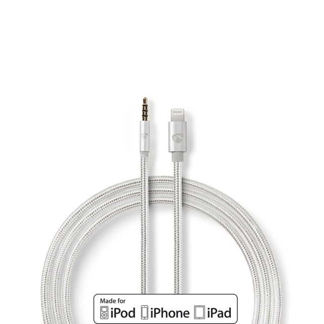 Nedis Lightning Adapter | Apple Lightning 8-pin | 3.5 mm Hanstik | Guldplateret | 1.00 m | Runde | Nylon | Cover Window Box