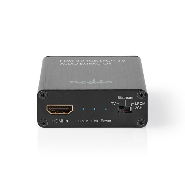 Nedis HDMI ™ Extractor | HDMI™ Input | TosLink Female / 1x 3.5 mm / 1x HDMI™ Output | Maksimal opløsning: 4K@60Hz | 18 Gbps | Metal | Antracit | Gaveæske