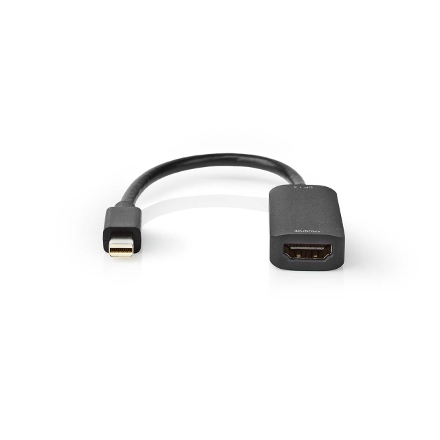 Nedis Mini DisplayPort kabel | DisplayPort 1.4 | Mini DisplayPort han | HDMI ™ -udgang | 48 Gbps | Nikkelplateret | 0.20 m | Runde | PVC | Sort | Plastikpose