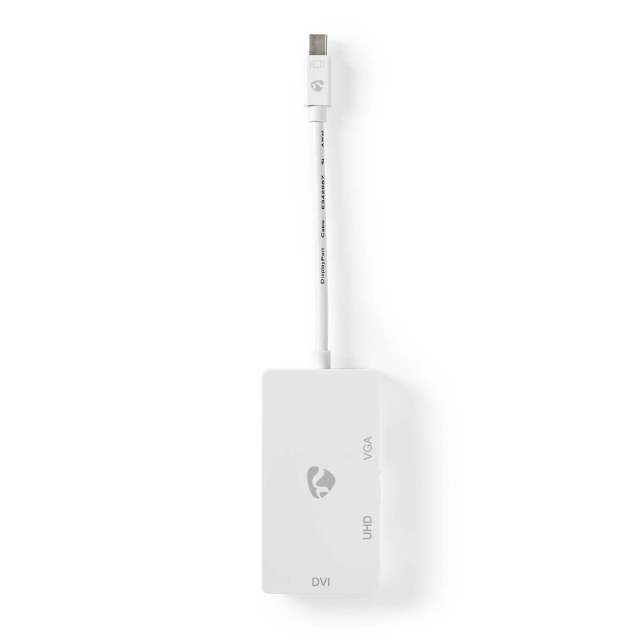 Nedis DisplayPort adapter | Mini DisplayPort han | DVI-D 24+1-Pins Hun / HDMI ™ -udgang / VGA Hun | 4K@60Hz | Nikkelplateret | Skiftelig | 0.20 m | Runde | ABS | ABS | Hvid | Box