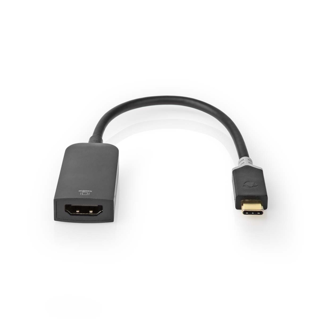 Nedis USB-C™ Adapter | USB 3.2 Gen 1 | USB-C™ Han | HDMI ™ -udgang | 4K@60Hz | 0.20 m | Runde | Guldplateret | PVC | Antracit | Window Box med Euro lås