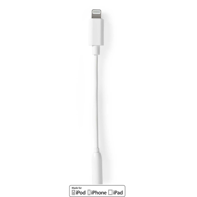 Nedis Lightning Adapter | Apple Lightning 8-pin | 3.5 mm Hunstik | Nikkelplateret | 0.10 m | Runde | PVC | Box