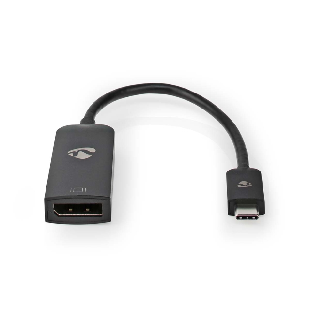 Nedis USB-C™ Adapter | USB 3.2 Gen 1 | USB-C™ Han | DisplayPort Hun | 8K@30Hz | 0.20 m | Runde | Nikkelplateret | PVC | Sort | Box