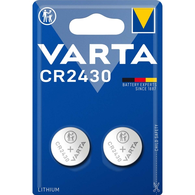 Varta Lithium knapcellebatteri CR2430 | 3 V DC | 290 mAh | 2-Blister | Sølv