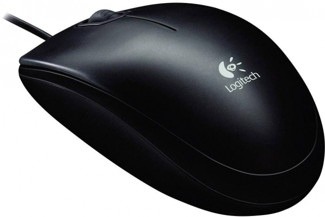 Logitech B100 optical USB mouse, 800 dpi, 180 cm cable, black