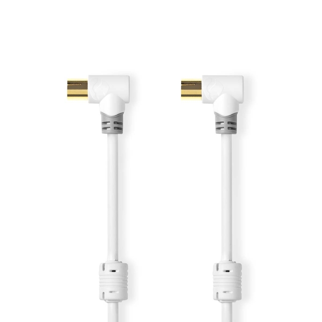 Nedis Coax Cable | IEC (Coax) Han | IEC (Coax) Hun | Guldplateret | 100 dB | 75 Ohm | Dobbelt afskærmet | 5.00 m | Runde | PVC | Hvid | Box