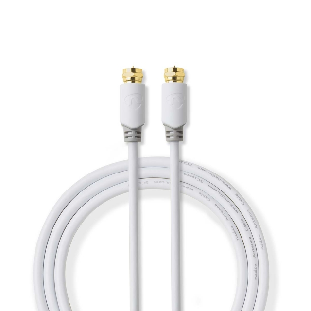 Nedis Satellit & Antennekabel | F Han Quick | F Han Quick | Guldplateret | 90 dB | 75 Ohm | Enkelt afskærmet | 2.00 m | Runde | PVC | Hvid | Box