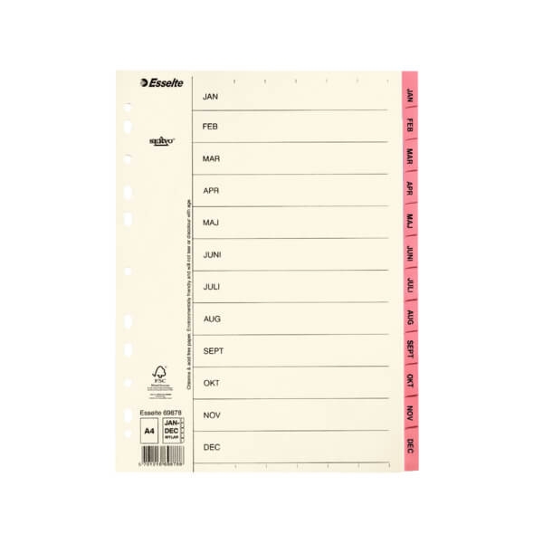 ESSELTE Register Servo A4/Jan-Dec Rosa