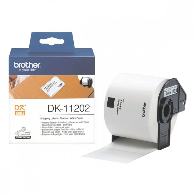 Brother Labels DK11202 62x100mm Sort på Hvid
