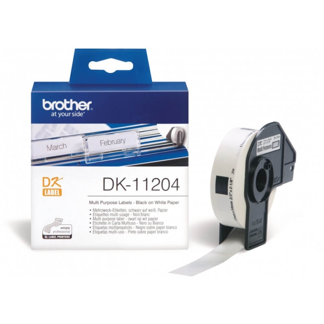 Brother Labels DK11204 17x54mm Sort på Hvid