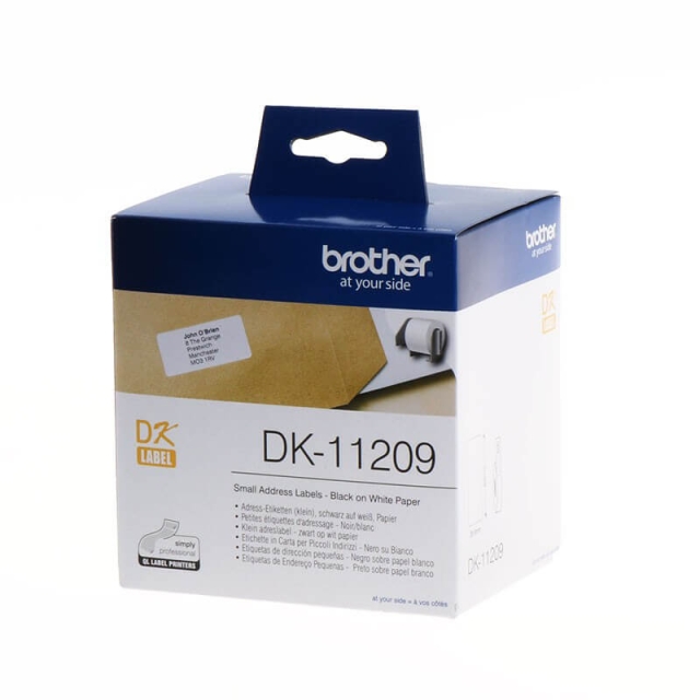Brother Labels DK11209 29x62mm Sort på Hvid