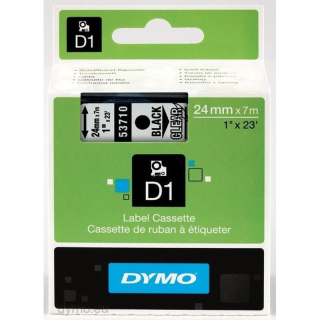 DYMO Farvetape S0720920 53710 24mm Sort på Transparent