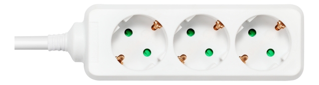 DELTACO GT-0302 Stikdåse 3-stik 16A Hvid 5m