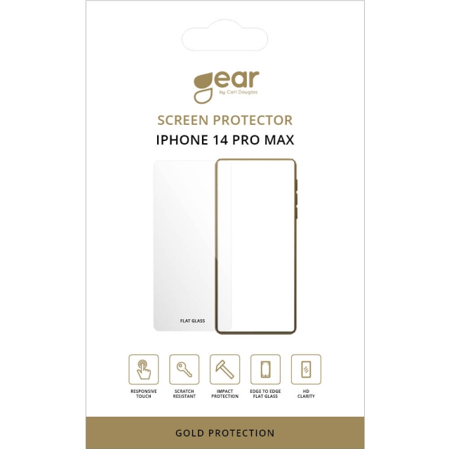 Gear Skærmbeskyttelse Hærdet Glas 2.5D Gold Case Friendly - iPhone 14 Pro Max