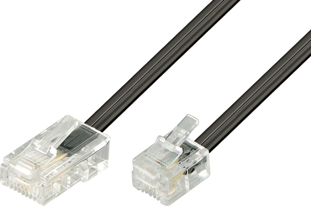 DELTACO modulkabel, 8P4C(RJ45) til 6P4C(RJ11), 3m, sort