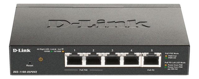 D-Link 5-Port Gigabit PoE Smart Managed Switch with 1 PD port