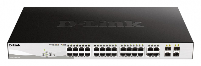 D-Link netværksswitch, Layer 2, 10/100/1000Mbps, 24xRJ45, 4xSFP, PoE,