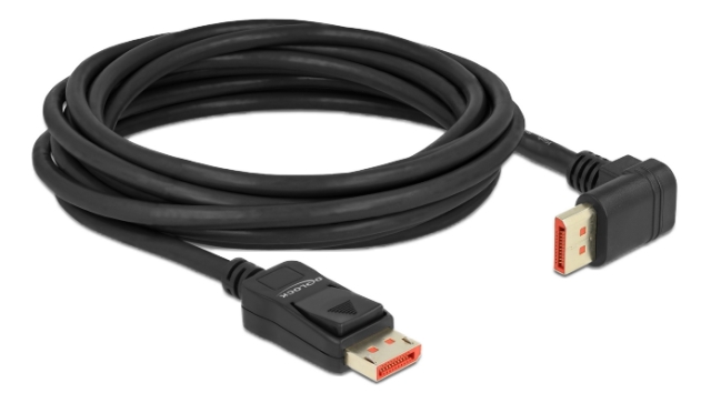 Delock DisplayPort cable male straight to male 90° upwards angled 8K 60Hz 5m