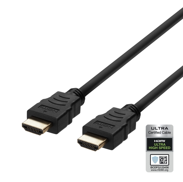 DELTACO ULTRA High Speed HDMI-kabel, 48Gbps, 2m, svart