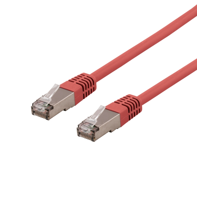 DELTACO S/FTP Cat6 patchkabel, LSZH, 0,5m, Red