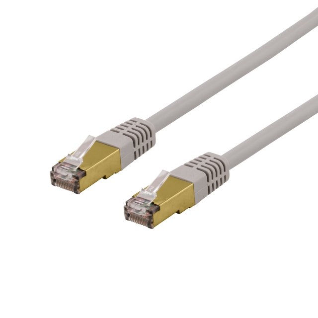 DELTACO S/FTP Cat6a patch cable, delta cert, LSZH, 1m, gray