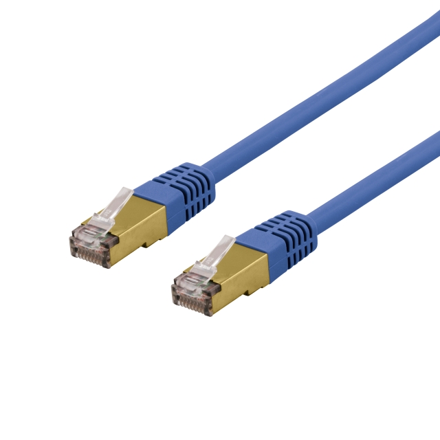 DELTACO S/FTP Cat6a patch cable, delta cert, LSZH, 2m, blue