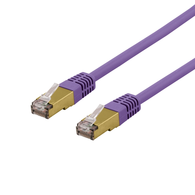 DELTACO S/FTP Cat6a patch cable, delta cert, LSZH, 2m, purple