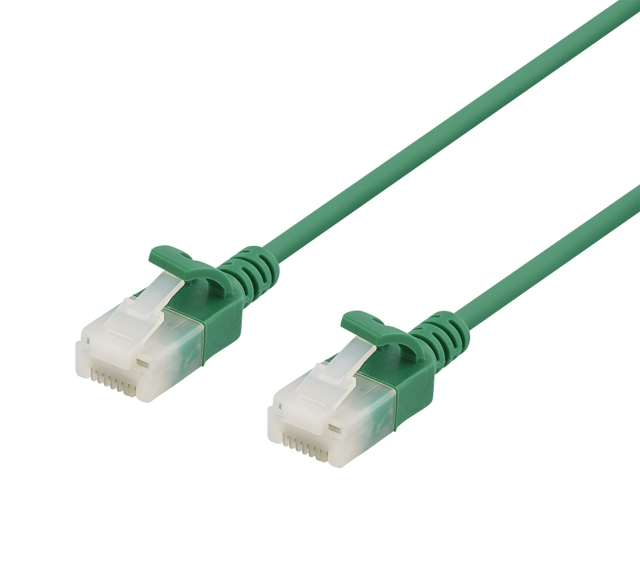 DELTACO U/UTP Cat6a patch cable, slim, 3,5mm diameter, 0,3m, green